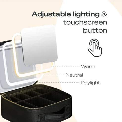 Makeup Travel Case with Mirror LED Light