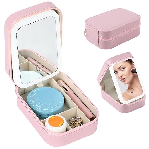 Makeup Storage Box with LED Light Mirror