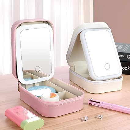 Makeup Storage Box with LED Light Mirror