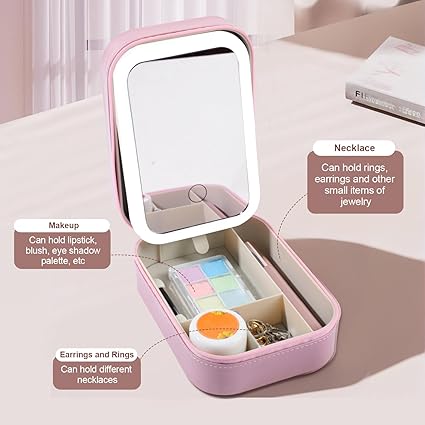 Makeup Storage Box with LED Light Mirror